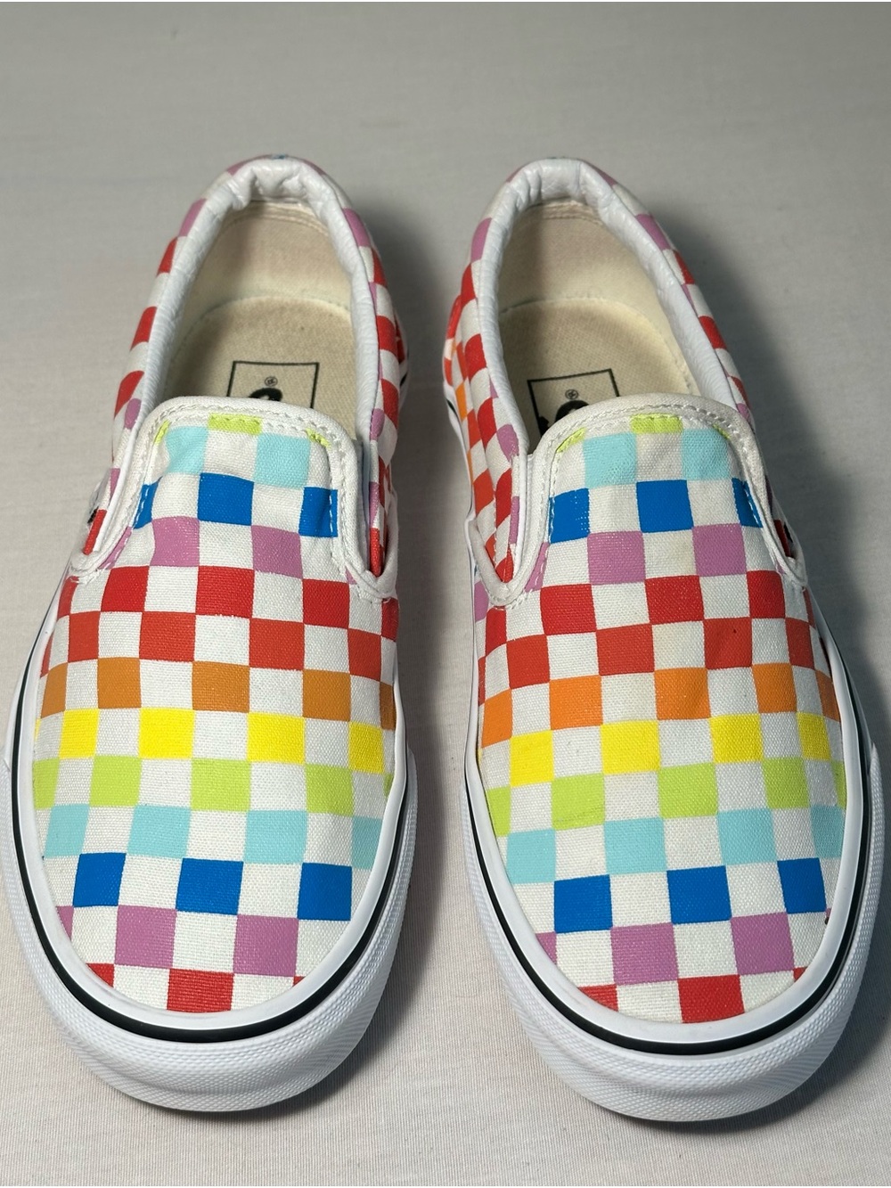 Vans Slip-On Rainbow Checkerboard Canvas Sneakers - Picture 2 of 6
